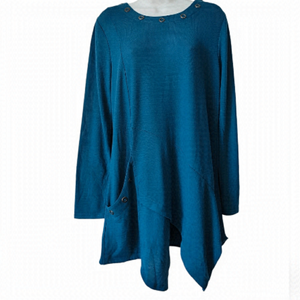 DOMANI Cotton Blend 3/4 Sleeve  Crew Neck Tunic Top Size Large NWT